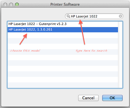 Install HP LaserJet 1020 Mac OSX Lion