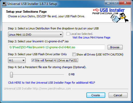 Create USB Linux Installer / –
