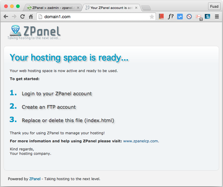 Domain and Web Hosting on ZPanel