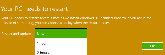 Windows preview builds need restart