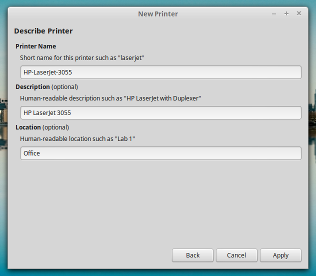 Printer Description HP LaserJet 3055 on LinuxMint