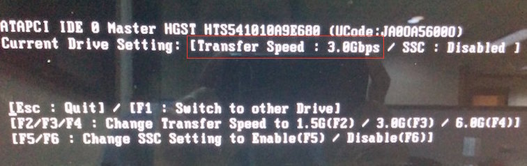 Transfer Speed changed to 3Gbps