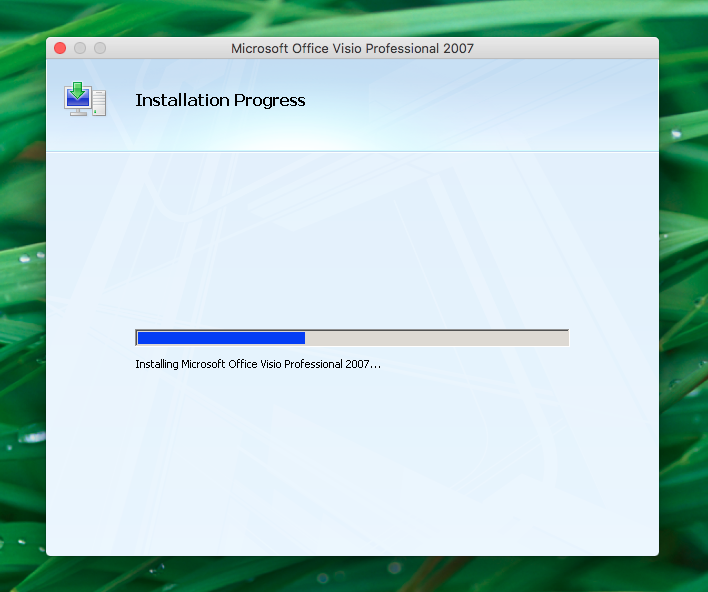 Install Microsoft Visio Mac installation progress